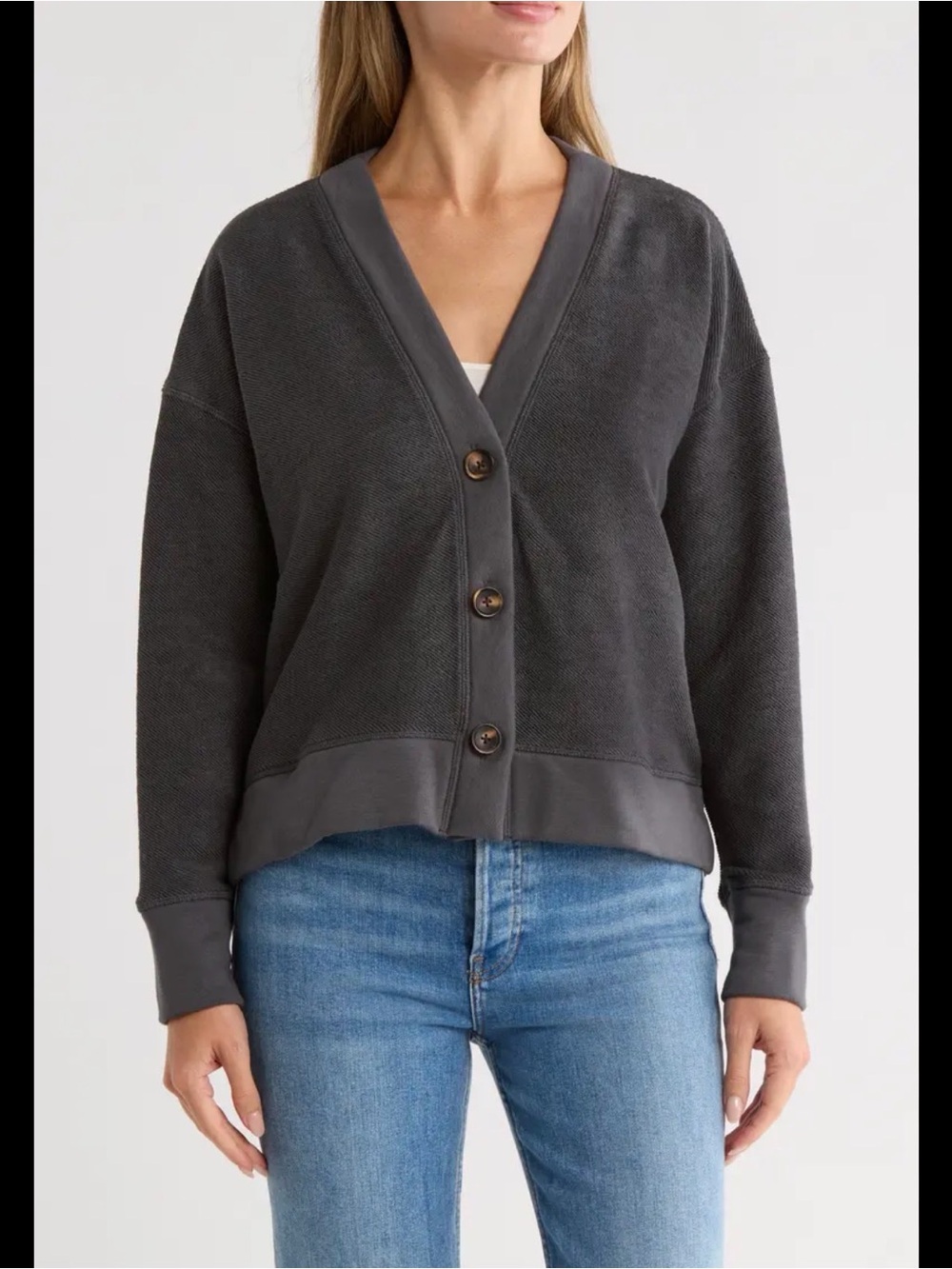 NWT Splendid Reverse Terry V Neck Cardigan